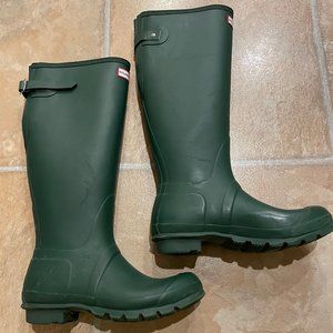 Hunter Boots Tall Original Back Adjustable Matte Green Size 7